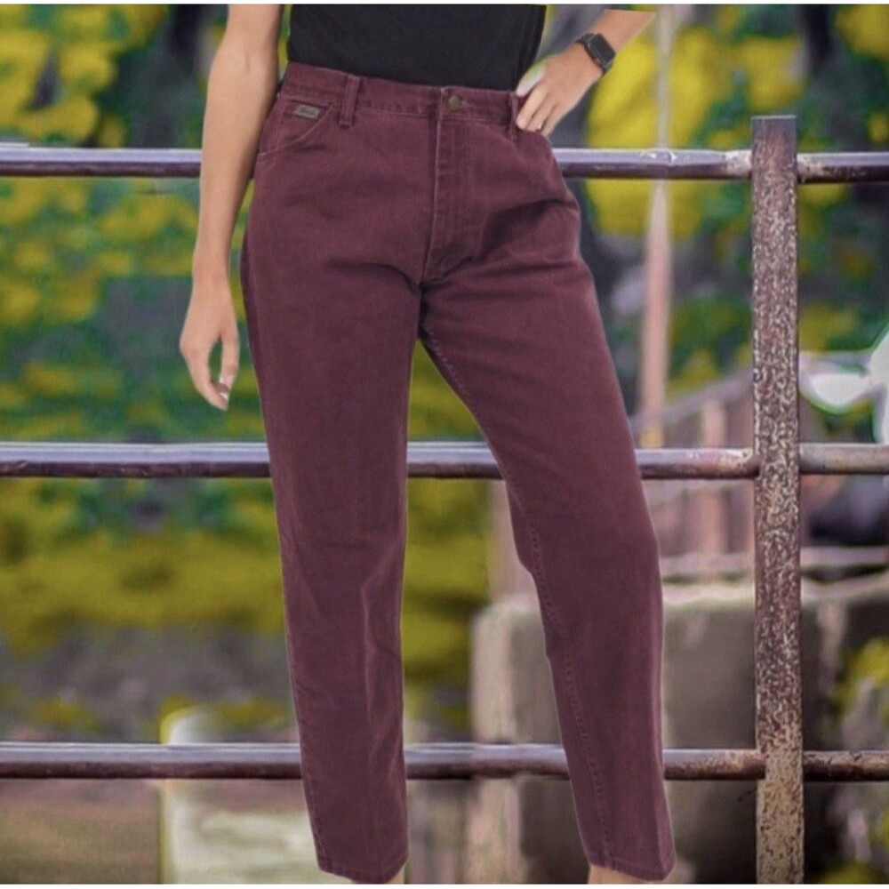 Vintage 90s Wrangler High Waisted Western Denim Jeans Women’s Size 11/12 Maroon